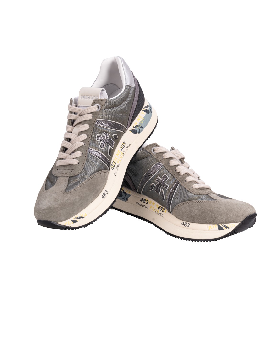 shop PREMIATA  Scarpa: Premiata Sneakers "Conny 6978".
Mix di materiali tecnici e pellami. 
Modello con punta tonda.
Chiusura con lacci.
Logo sulla linguetta.
Caviglia imbottita.
Topponcino arricchito da una particolare stampa ripresa anche sulla linguetta.
Soletta in gomma.
Altezza Suola 4 cm.
Fusbet Interno 27 cm.
Composizione: SOLE: 85% EVA 15% PHYLON (PLASTIC MATERIAL) UPPER: 40% CALF LEATHER 30% PL 10% PA 10% PU 10% PC LINING: 100% GOAT LEATHER.
Made in Vietnam.. CONNY 6978-V number 2784613